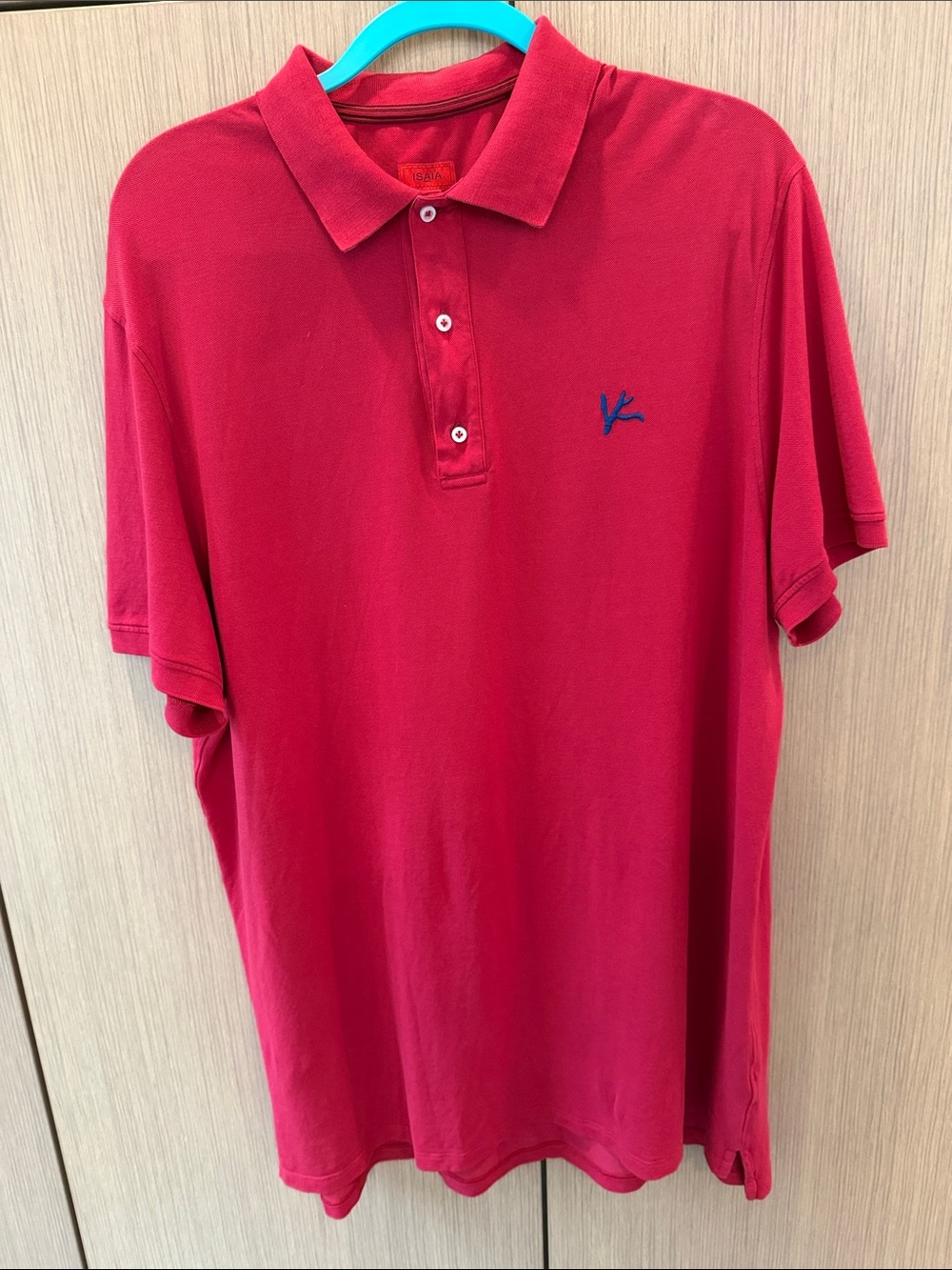 Isaia Red Polo with Contrasting Navy Logo